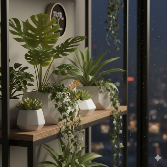 Premium Life-Like Artificial Monstera & Succulent Set | Modern Home Decor